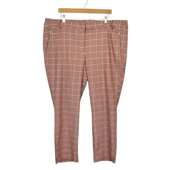 Lane Bryant Signature Fit Ankle 4 Season Women's Plaid Check Pants Rusty Red 26 - Picture 3 of 11